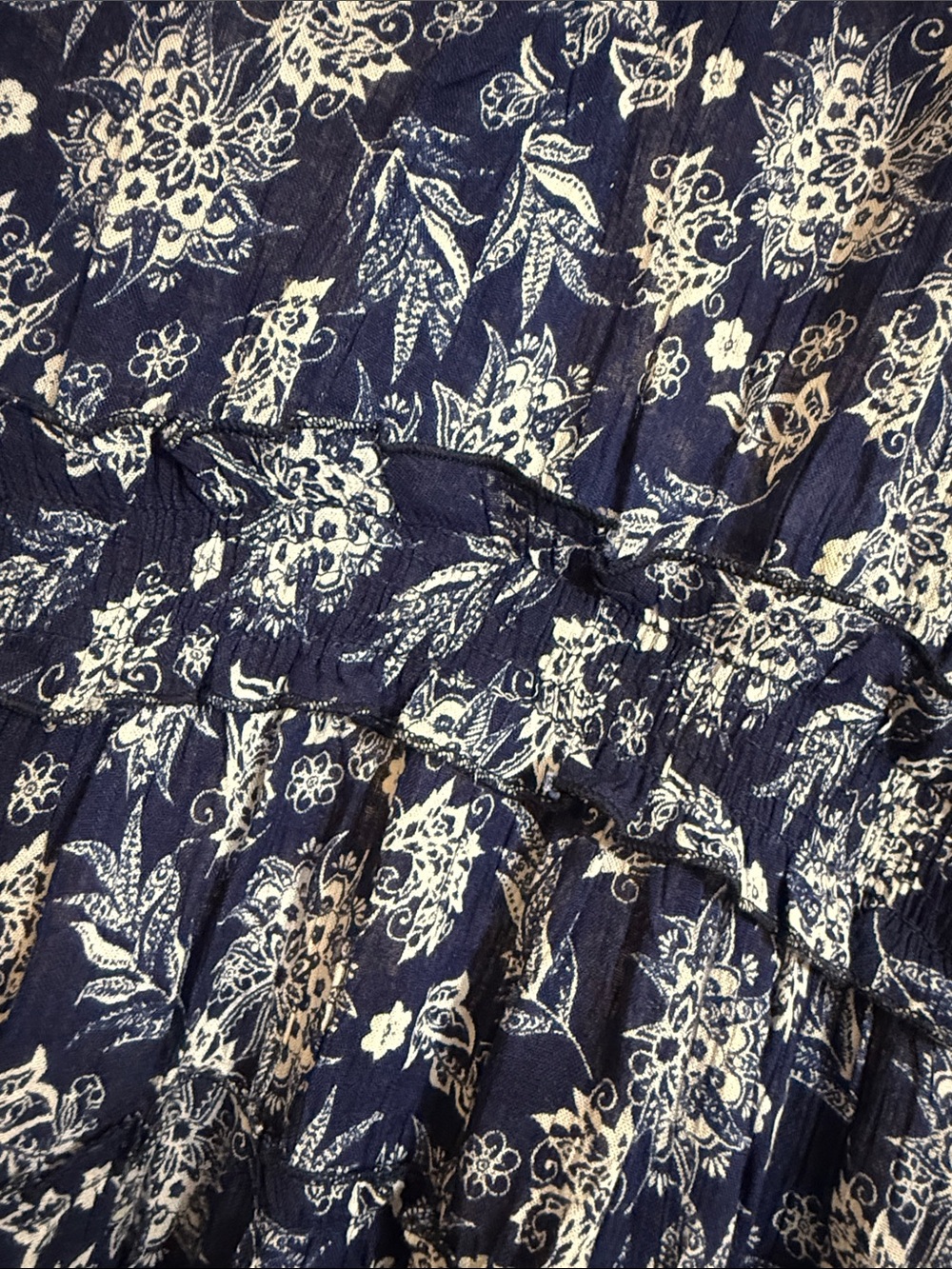 NWT King’s Road Navy Floral V-Neck Long Sleeve Mini Dress Boho - Picture 6 of 8